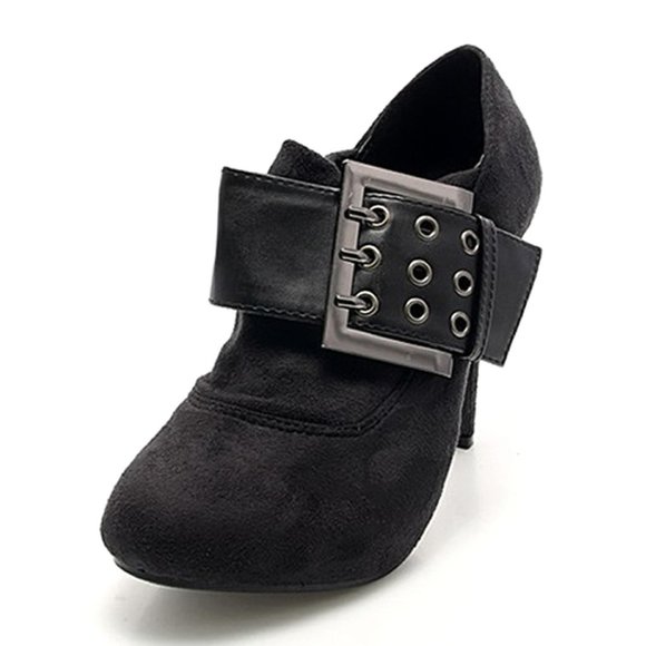 NEW DBDK Black Faux Suede Buckle Booties -Womens Size US 6, 6.5 & 9 Heels LAKE-1 - Picture 7 of 9
